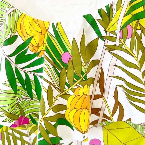 Trina Turk Green Fern Pattern‎ Ruffle Shoulder One Piece Bathing Suit. - Picture 6 of 9